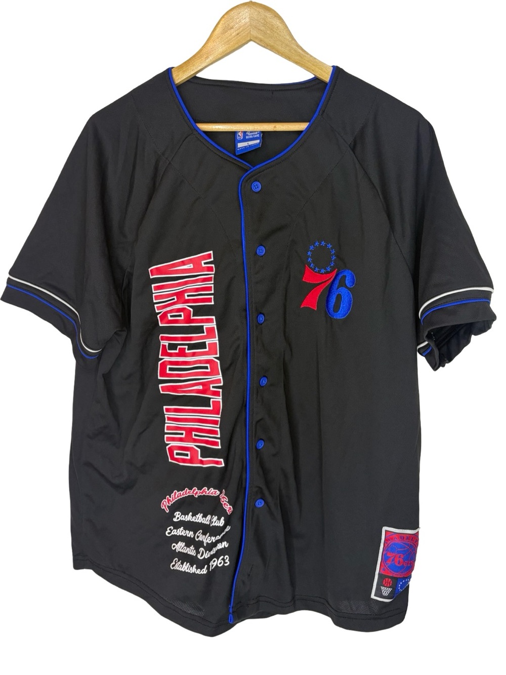 Rare nba Philadelphia 76ers Black Button-Up Jersey